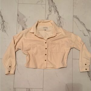 Cropped Corduroy Button-Up